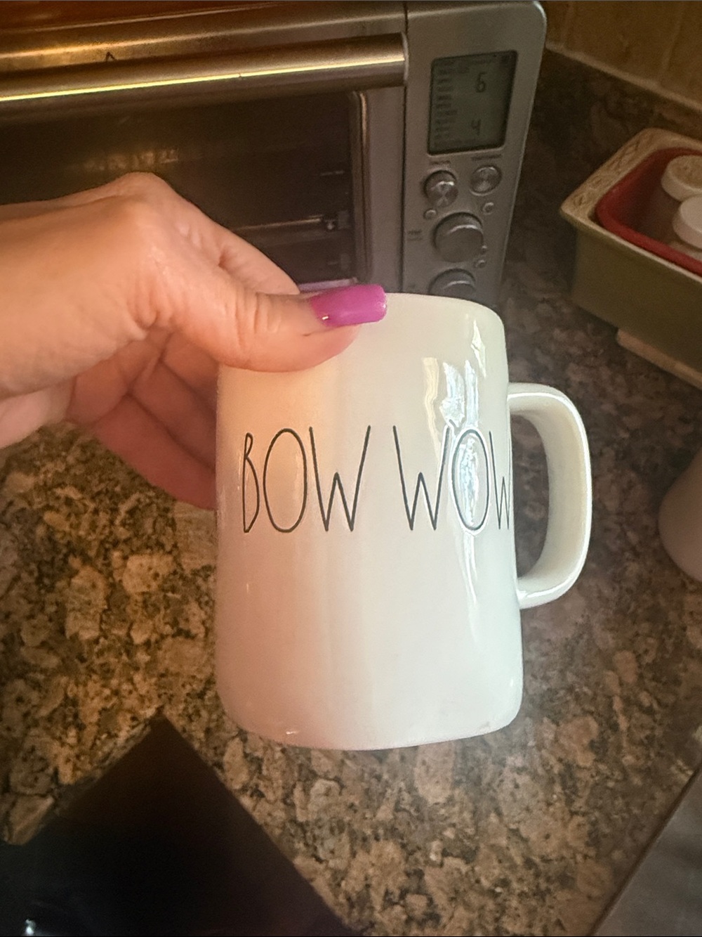 Rae Dunn White "BOW WOW" Ceramic Mug